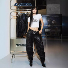跨境新款丽莎摇滚明星白色t恤lisa周边商品夏季T恤短袖上衣
