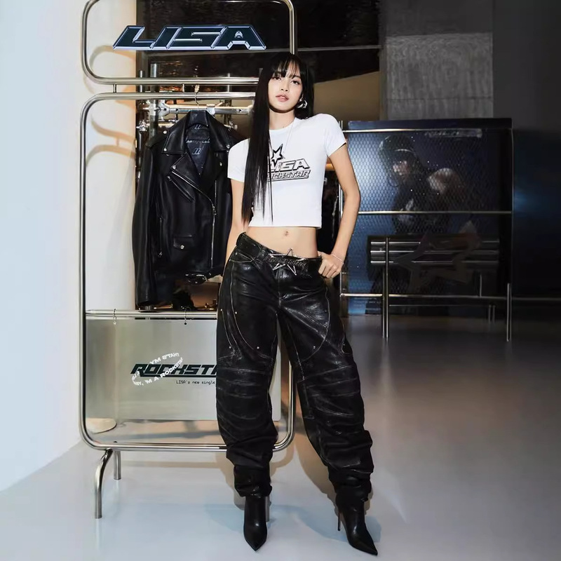 Cross-border New Lisa Rock Star White T-shirt Lisa Peripheral Goods Summer T-shirt Short Sleeve Top