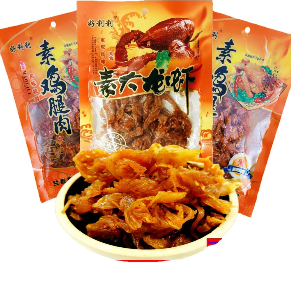 Холили 8090 Детское Snack Vegetarian Chicken Leg Meat Small Package 30 Packs × 22г Острые полоски Сушеный тофу из бобовых