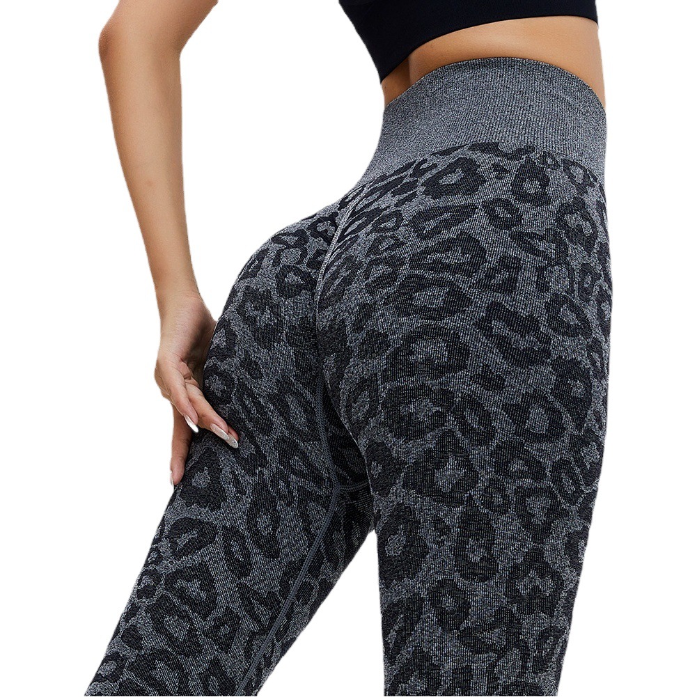 Pantalones de yoga de jacquard con estampado de leopardo, no retornables ni intercambiables, para mujer, leggings transpirables sin costuras, pantalones deportivos para fitness al aire libre