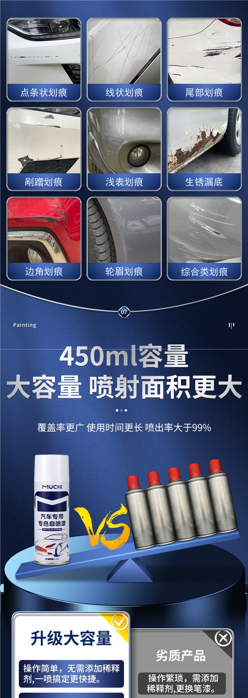 Automotive paint automatic spray paint hand-operated special touch-up pen in pearl white for scratch repair and black car paint restoration