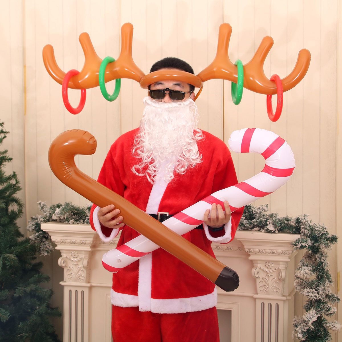 PVC inflatable Christmas antlers creative Christmas hat Christmas crutch Christmas party props decorations