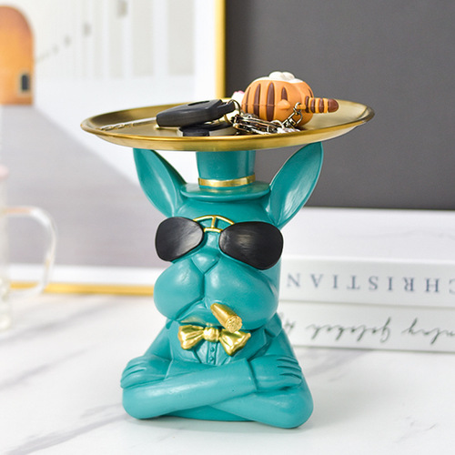 Nordic Light Luxury Bulldog Tray TV Cabinet Living Room Desktop Decorations Creative Ornaments Entrance Storage Gifts