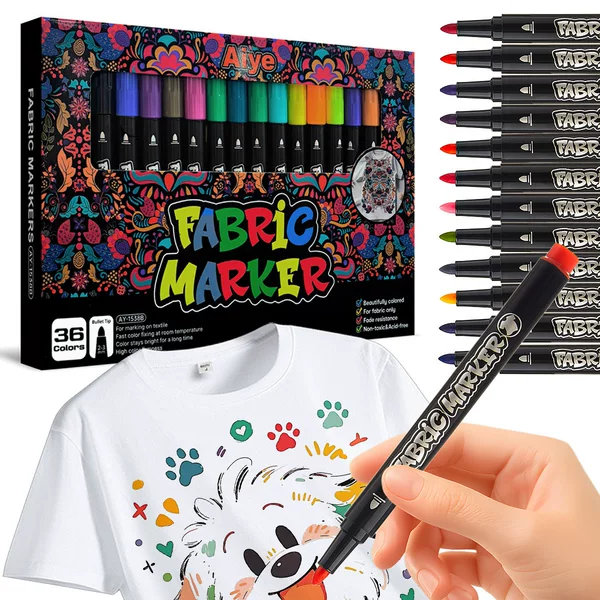 36-Color Fabric Painting Pens for Clothes and Shoes, Hand-Painted DIY Graffiti Signature Quick-Drying Non-Fading Markers