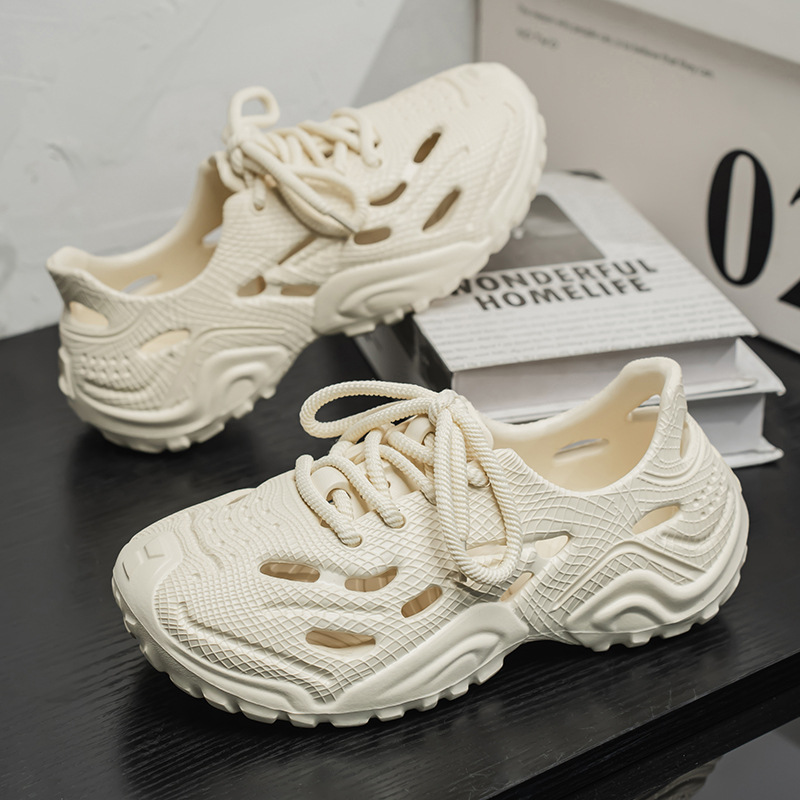 Trazando el río, zapatos con agujeros, estilo de hombre 2025, nueva playa, antideslizante, pisando la mierda, zapatillas Baotou, uso de verano image 4