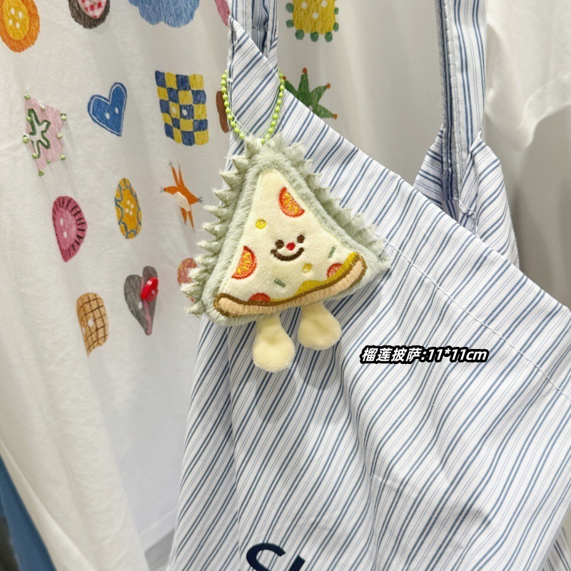 漫画ぬいぐるみシミュレーション食品ドリアンピザイチゴピザ形状ブローチスクールバッグ装飾人形ペンダントジュエリー|undefined