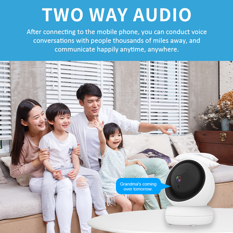 Cámara inteligente para el hogar de fábrica con detección de movimiento, modelo popular de exportación transfronteriza, vigilancia inalámbrica panorámica e inclinable de alta definición