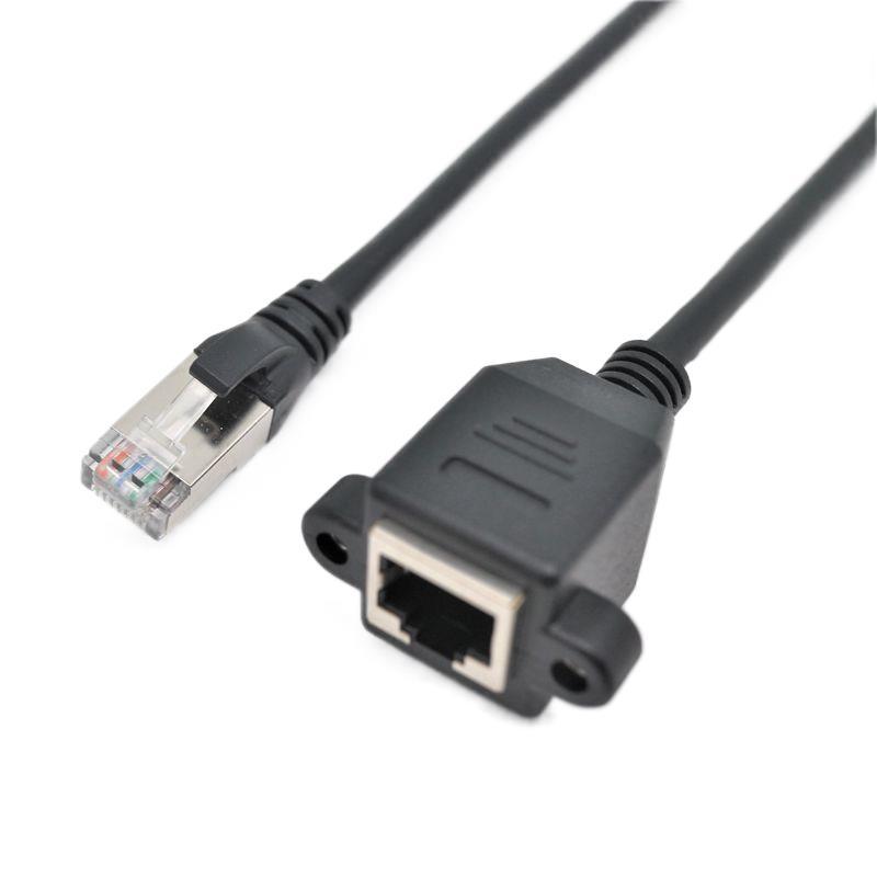 RJ45 8P8C网线公对母双耳带M3螺母固定跳线 rj45网线 8p8c网络线