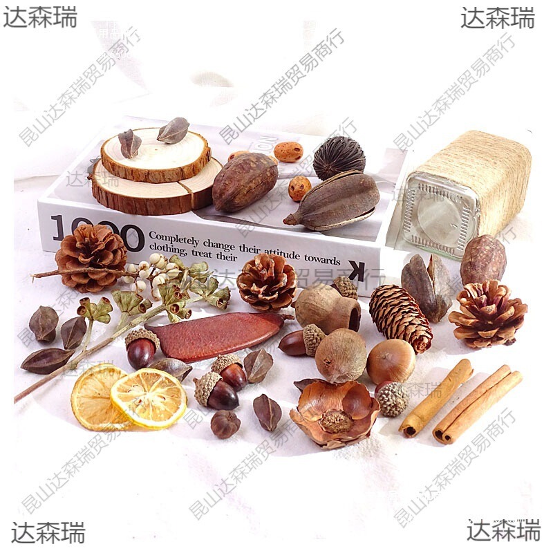 Kindergarten Handmade Natural Pine Cones, Acorns, Thousand-Grained Fruit Materials, Decorative Dried Flowers, Christmas DIY Fruits