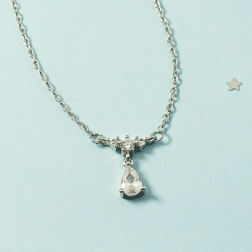 Small fresh diamond-encrusted water drop necklace Korean style temperament new smart simple versatile light luxury clavicle chain for your girlfriend