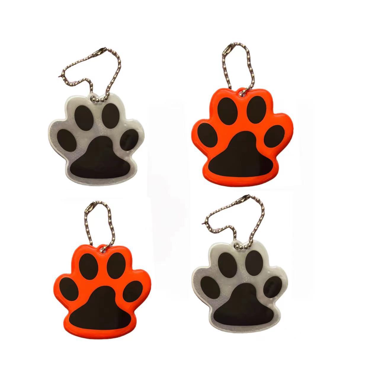 Retro-reflectante garra de gato PVC retro-reflectante llavero mochila para niños decoración estilo de dibujos animados LOGO personalizado