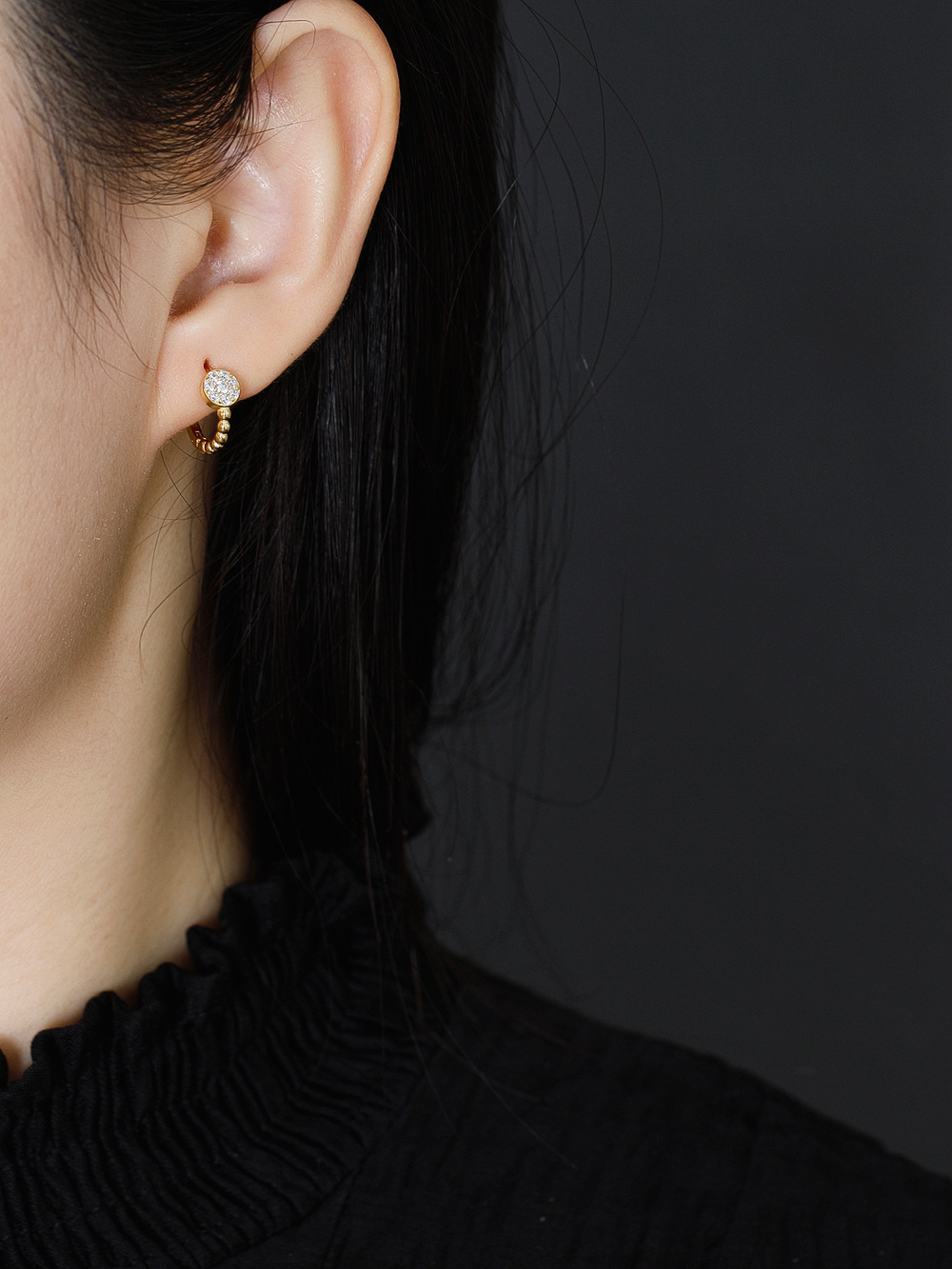 Fashion Geometric Sterling Silver Inlay Zircon Earrings 1 Pair