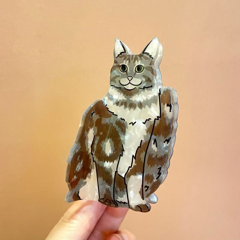 新款小野猫醋酸发夹可爱动物抓夹个性后脑勺盘发鲨鱼夹发卡头饰女|undefined