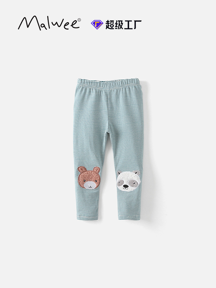 Transfronterizo malwee niñas leggings rayadas primavera y otoño nuevos pantalones de cintura elástica para niños europeos y estadounidenses ropa infantil
