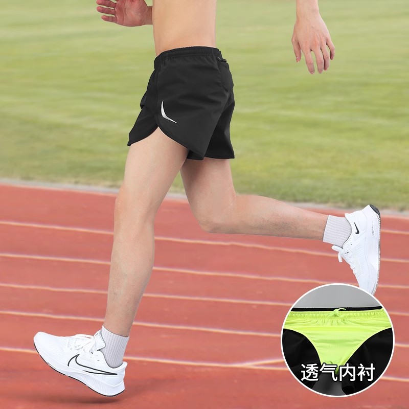 Correr pantalones cortos de maratón para hombres, entrenamiento de atletismo profesional, forro de hielo, secado rápido, deportistas de verano
