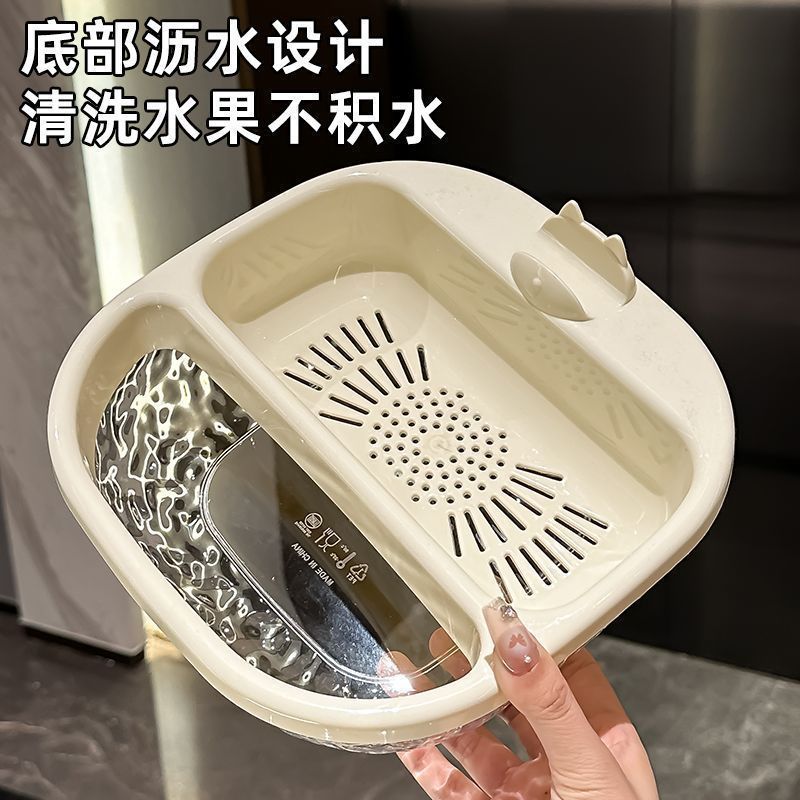 懒人追剧果盘瓜子零食水果收纳盒双层加厚客厅收纳果篮家用沥水盘|undefined
