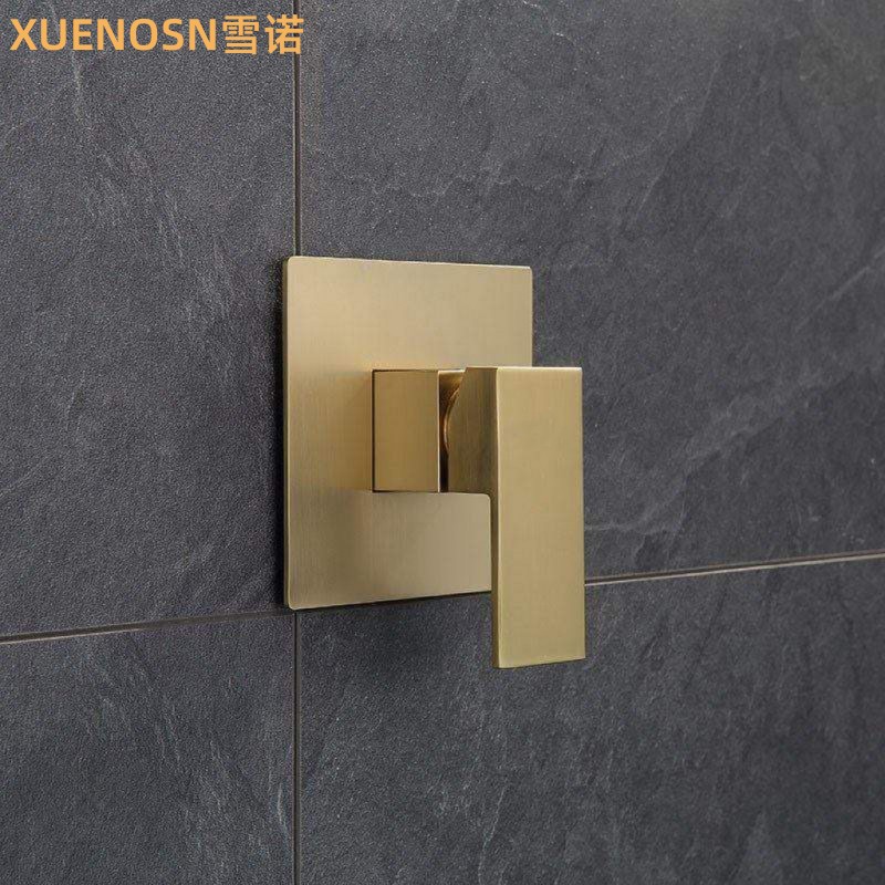 All-copper concealed cold and hot shower faucet, square three-way wall-mounted single-function mixing valve for cross-border bathing details Picture