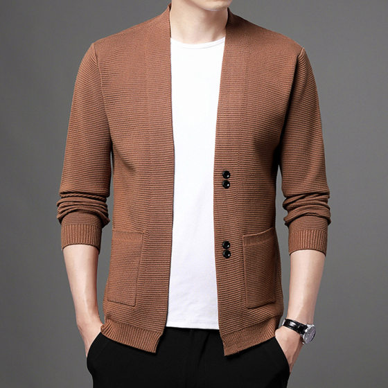 Ziyuan clothing spring and autumn men's new knitted cardigan simple Joker sweater coat a generation of hair