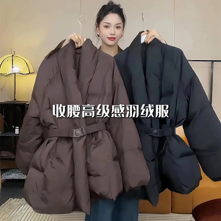 设计感收腰羽绒服女中长款冬季新款韩版宽松显瘦白鸭绒保暖外套|undefined