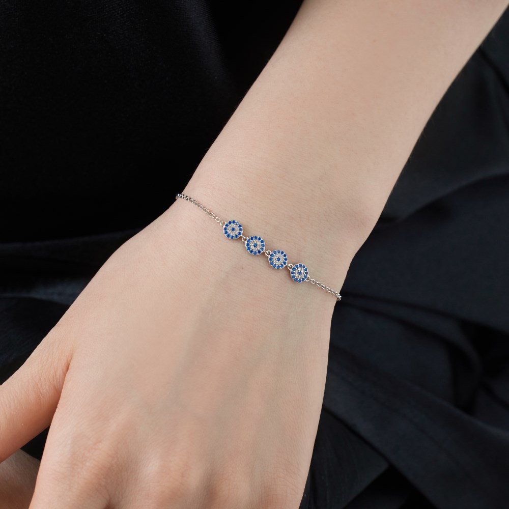 Women's Gender Devil's Eye, Inlay Design 925 Sterling Silver Bracelets Elegant