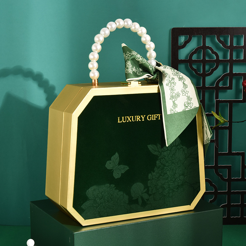 新款端午节珍珠手提八角盒酒店商务送礼粽子礼品盒包装盒空盒批发