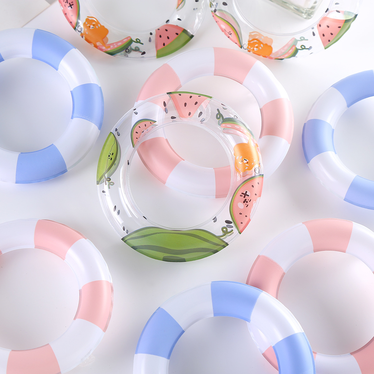 浮き輪果物ネット赤ミニ浮き輪ミルクティー店アイスクリームカップセット子供水遊びペット亀浮き輪