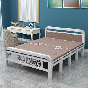 Foshan Folding Bed Lunch Break Sheet Single Bed Double Bed Adult Household Simple Wooden Bed Iron Bed Cross-Border