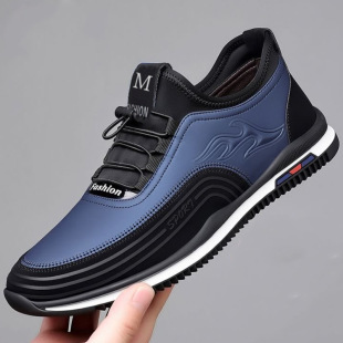 Men's Leather Shoes Trendy Casual Shoes Breathable Spring All-match Men's Shoes Lightweight Fashion Running Shoes Flat Driving Shoes for Men