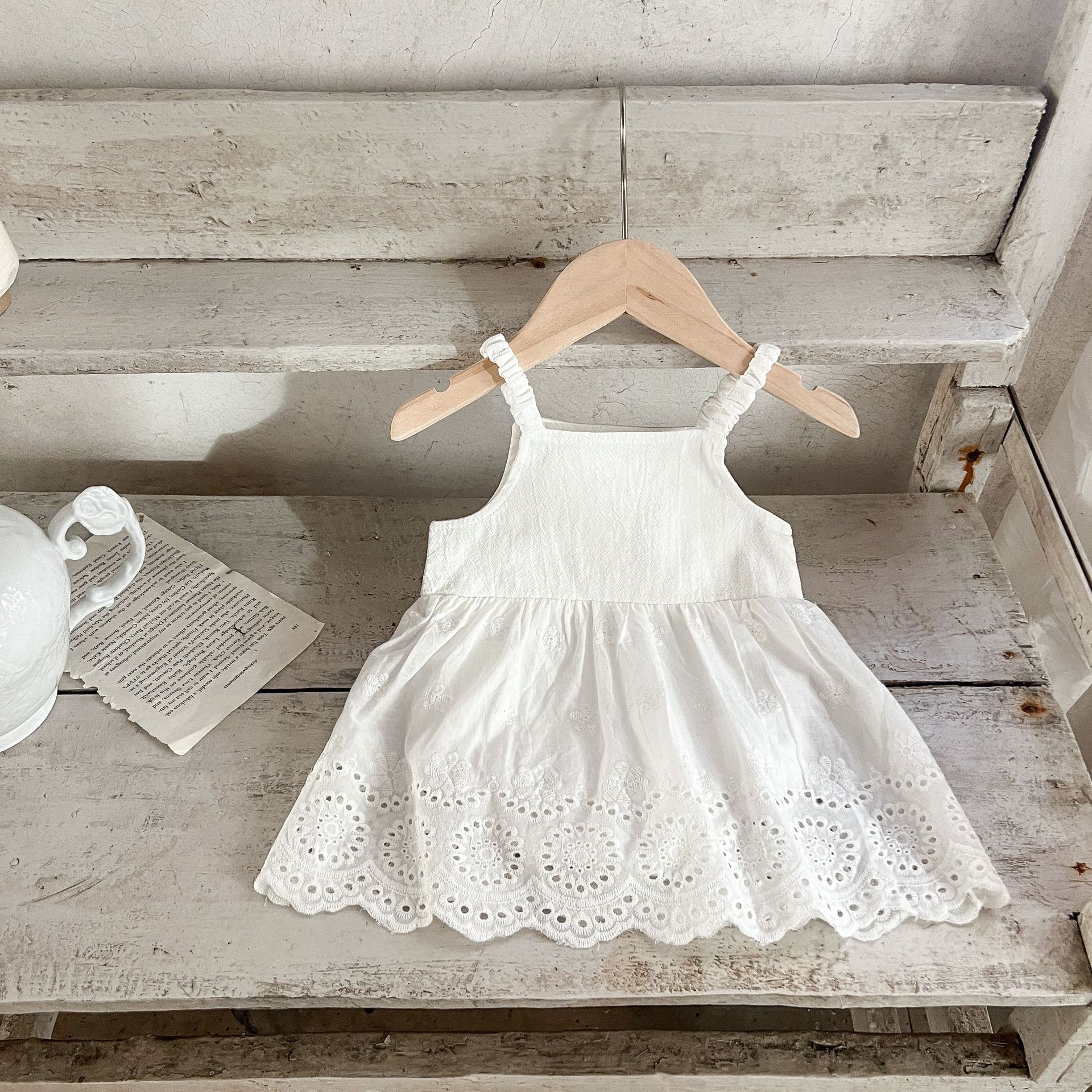 Estilo coreano recién nacido verano algodón encaje Correa mameluco vestido ins niña bebé todo-Partido mono mameluco moda