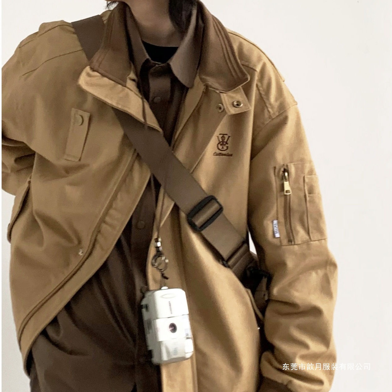 Block 23 Spring and Autum Retro Embroider Design Work Jacket for Boys and Girls Couple Lapel Color Matching Jacket No