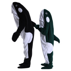 クロスボーダー新冬漫画サメ寝袋動物ワンピースパジャマフランネルクジラホームウェアワンピースイルカパジャマ