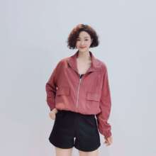 W803 春季时尚纯色洋气简约休闲显瘦百搭短款外套