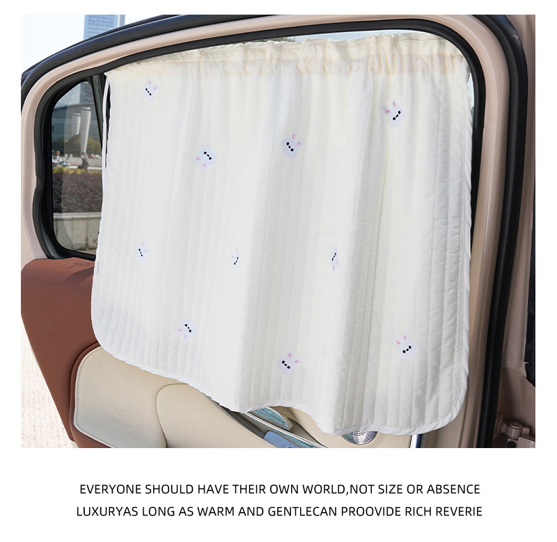 Blue Rain Car Curtain Cartoon Cute Car Sunshade Curtain Side Curtain Sunscreen Heat Insulation Telescopic Car Sunshade Side Block