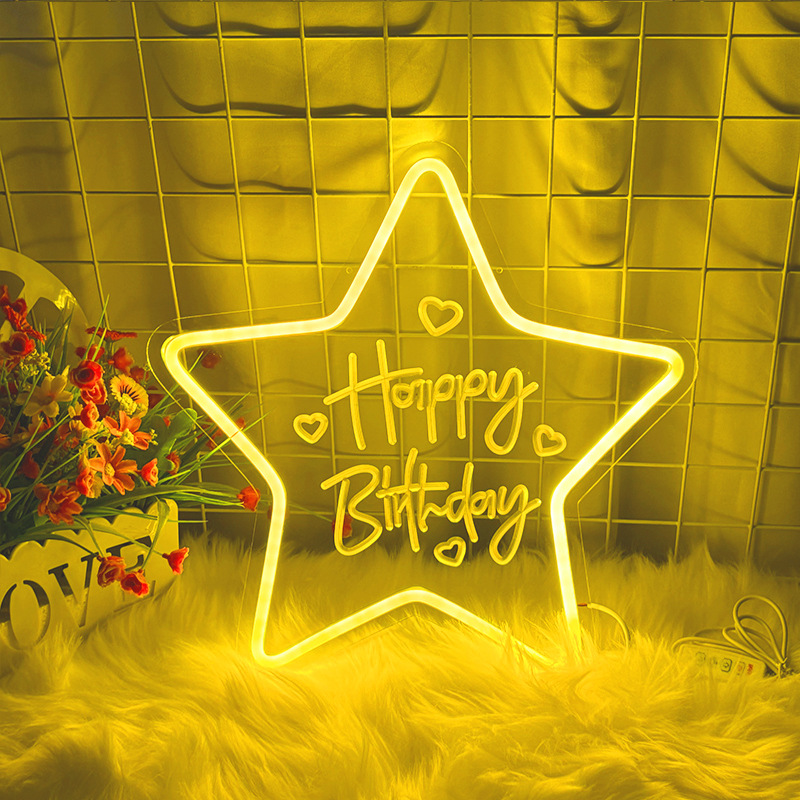 Luces de cumpleaños LED luces de neón happybirthday letras iluminadas luces ambientales decoración de fiestas navideñas