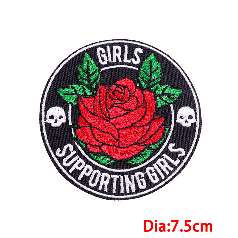 Directo de fábrica nueva llama rosa bordado pegatinas de tela bordado de la computadora accesorios de ropa DIY cráneo bordado pegatinas de tela