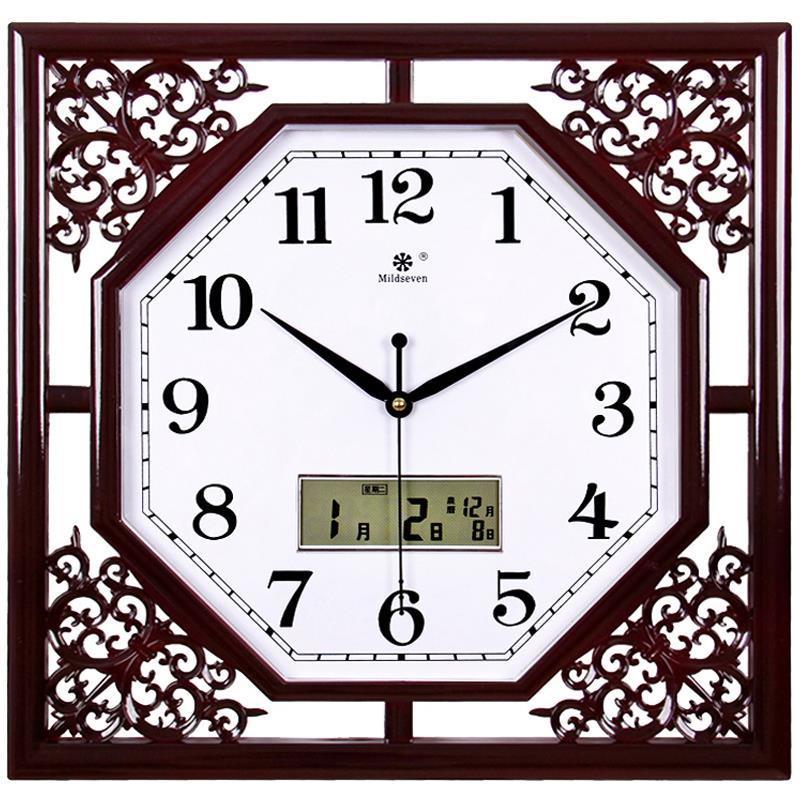 Wang Xing Wall clock a living room square Retro originality Chinese style family Electronics Quartz watch calendar Clock Pocket Watch