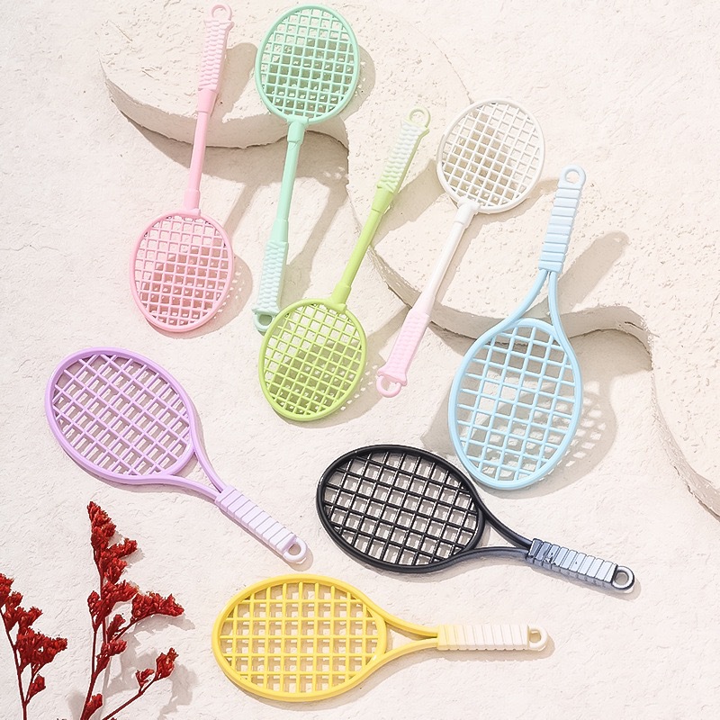 Creative Tennis and Badminton Racket Alloy Pendant DIY Phone Chain Bag Keychain Accessory Materials