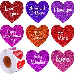 500 pieces of 1/1.5-inch love Valentine's Day sticker sealing stickers with 8 patterns gift decoration self-adhesive labels