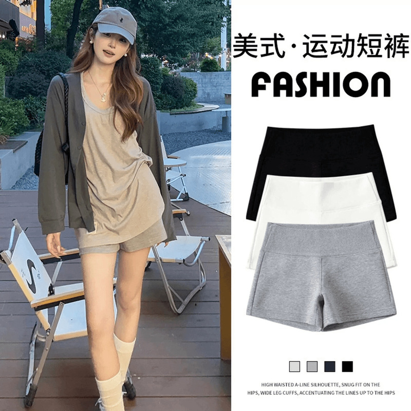 Women's Summer Thin Sports Shorts, Casual Hot Pants, Low-Waist Slimming Plus-Size Shorts for Petite Figures, Three-Quarter Length Leggings