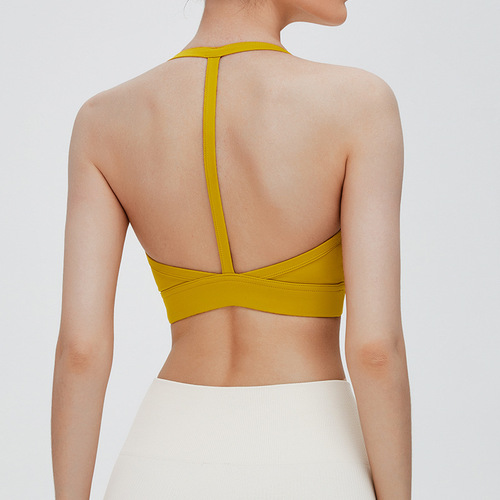 European and American cross-border new yoga bra, halter neck sling, beautiful back sports bra, running shockproof fitness vest