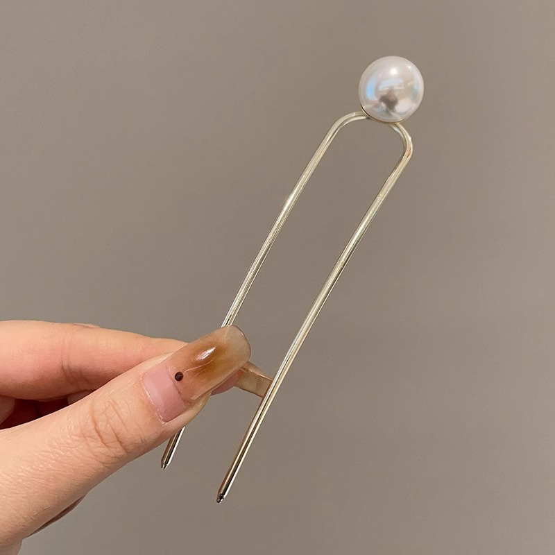 2025 nueva horquilla perla en forma de U, nueva horquilla de pelo de alto nivel femenino chino, horquilla, peine, dispositivo de fijación de cabello