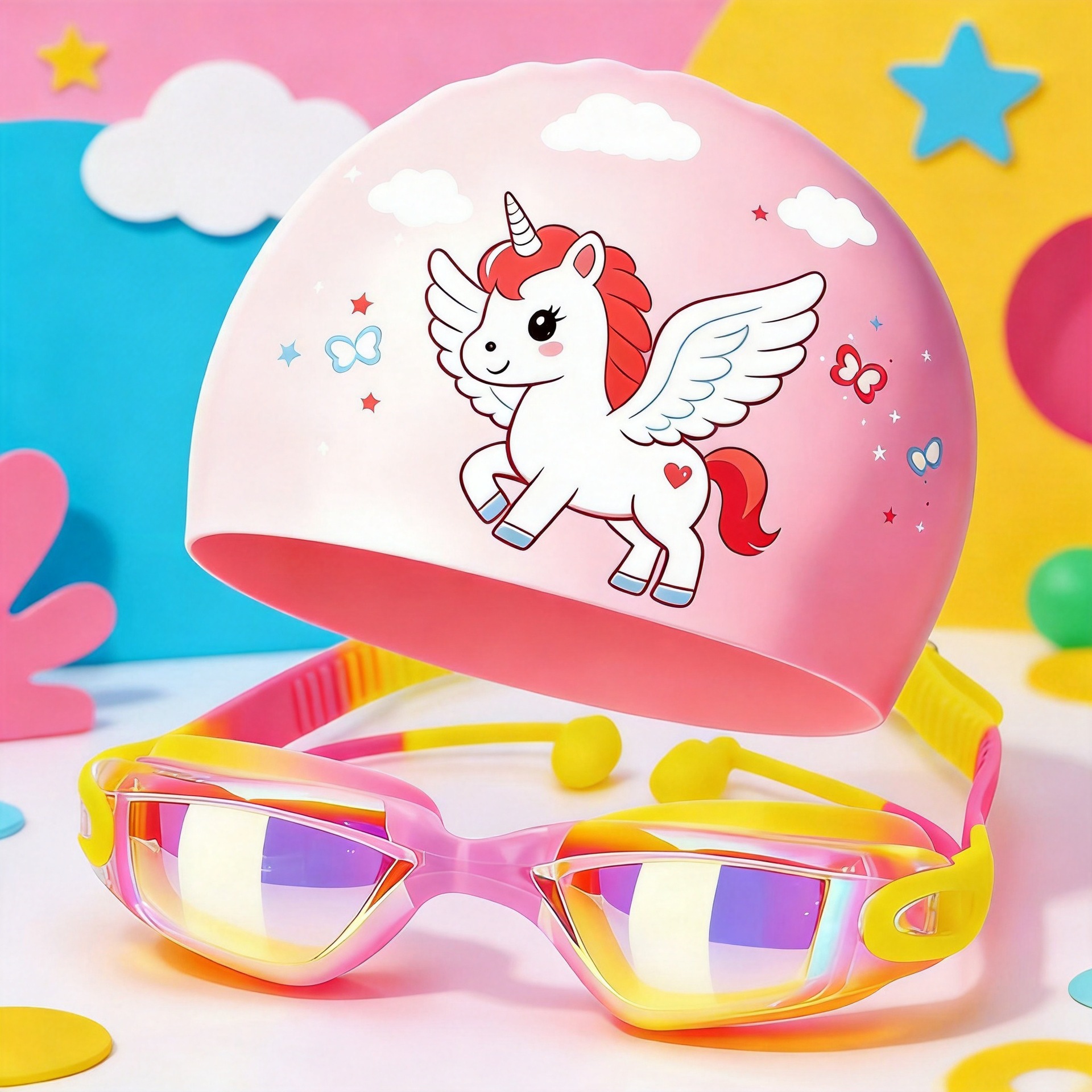 50g Pegasus sombrero de baño + polvo / color amarillo - gafas de baño