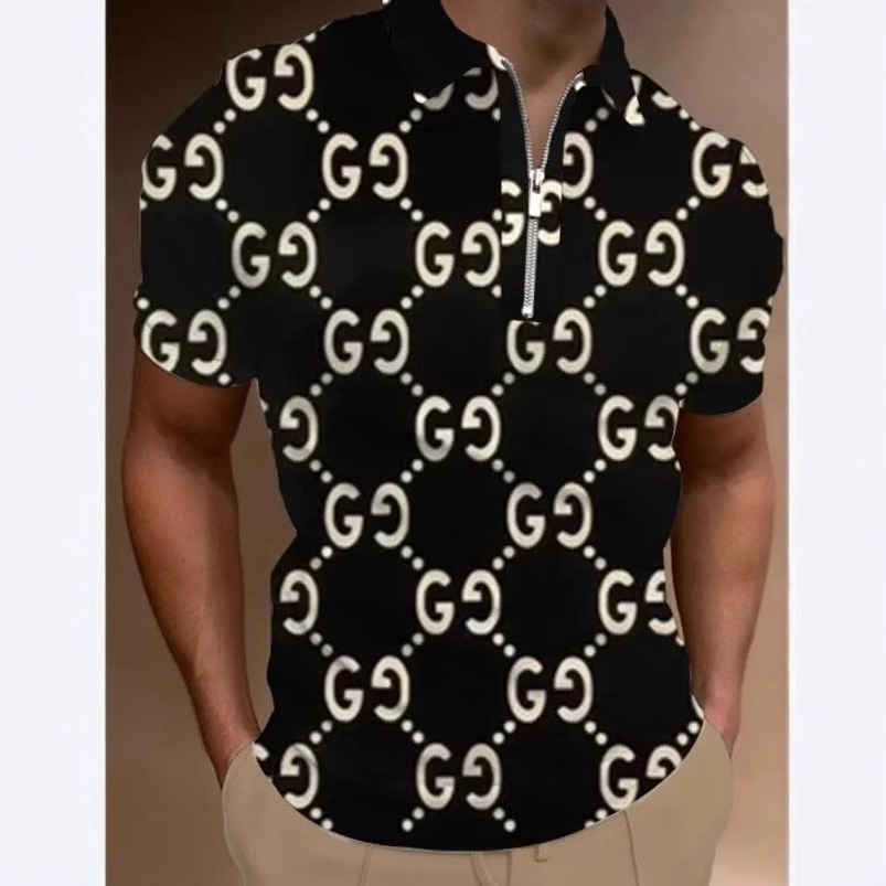 Camisa POLO con cremallera de manga corta transpirable de malla suelta de vacaciones de verano para hombres 2024 venta caliente impresión digital 3D