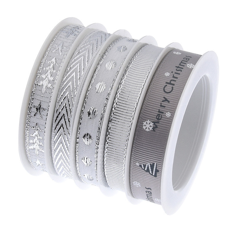 Nuevo paquete de regalo de impresión transfronteriza de cintas de Navidad de decoración de árbol de Navidad bordado jacquard set