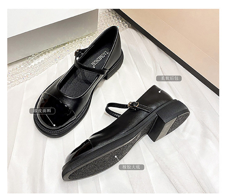 Giày Mary Jane nữ quai ngang gót vuông đế dày, mũi tròn, gót 3–5 cm — Màu mơ, Màu đen chi tiết 5