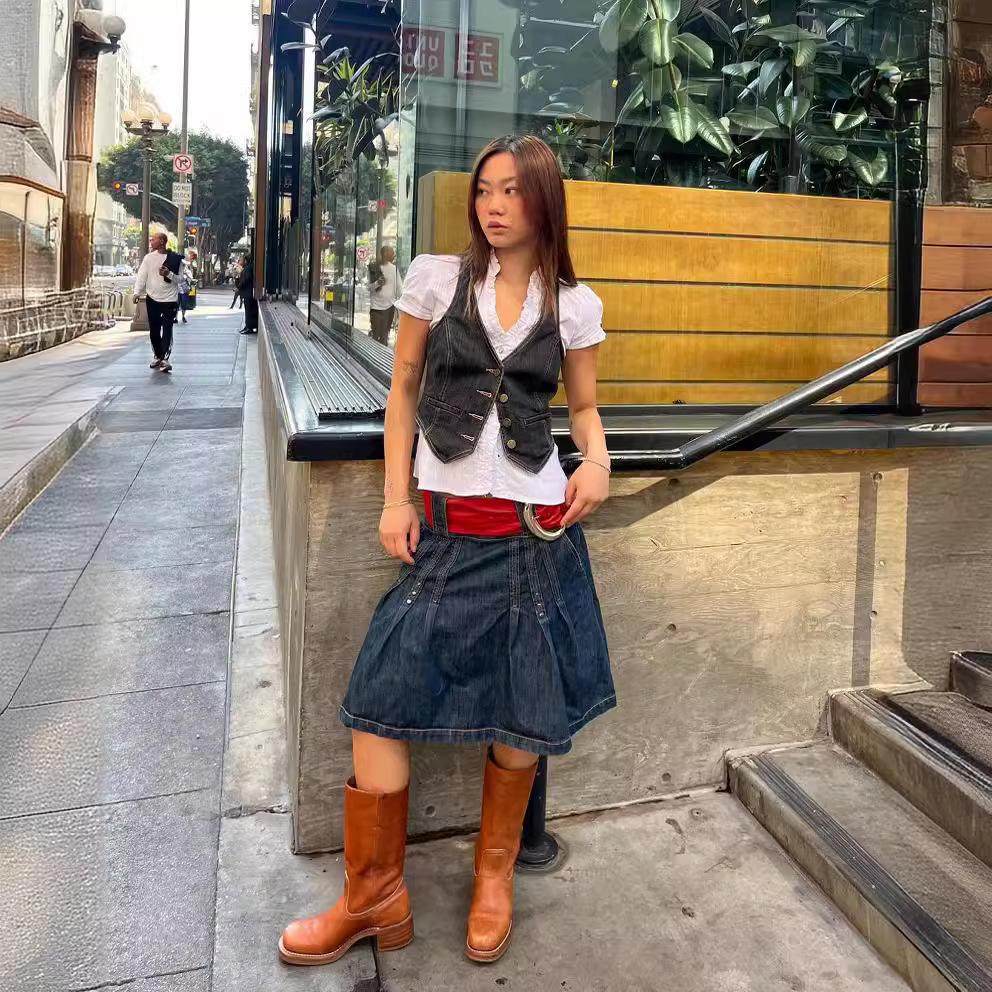 Comercio exterior europeo y americano suministro transfronterizo moda slim fit Denim chaleco para las mujeres image 5