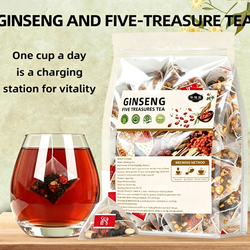 Factory direct sales GinsengFiveTreasureTea English version Ginseng Five Treasures Tea Amazon TK bestseller