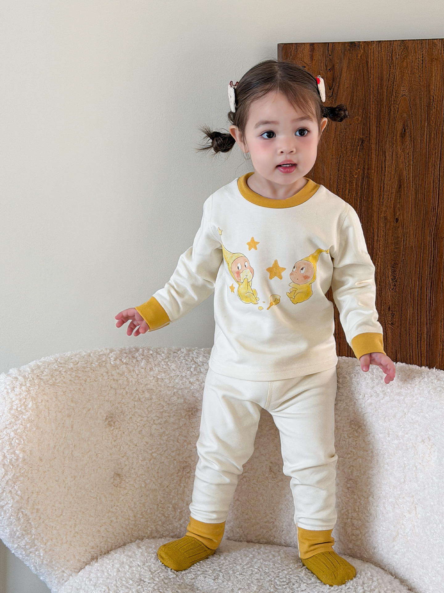 Sugar Pear ropa infantil pijama infantil ropa de invierno bebé ropa de hogar set A algodón sin costuras chaqueta de otoño de niñas