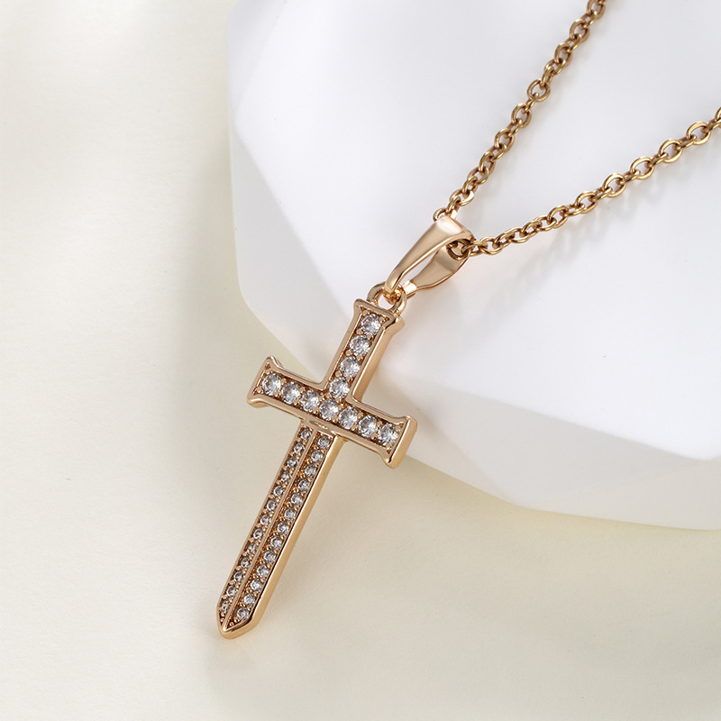 Xuping bronce micro-combustible colgante de piedra cruz colgante personalidad europea y americana colgante joyería al por mayor mujer