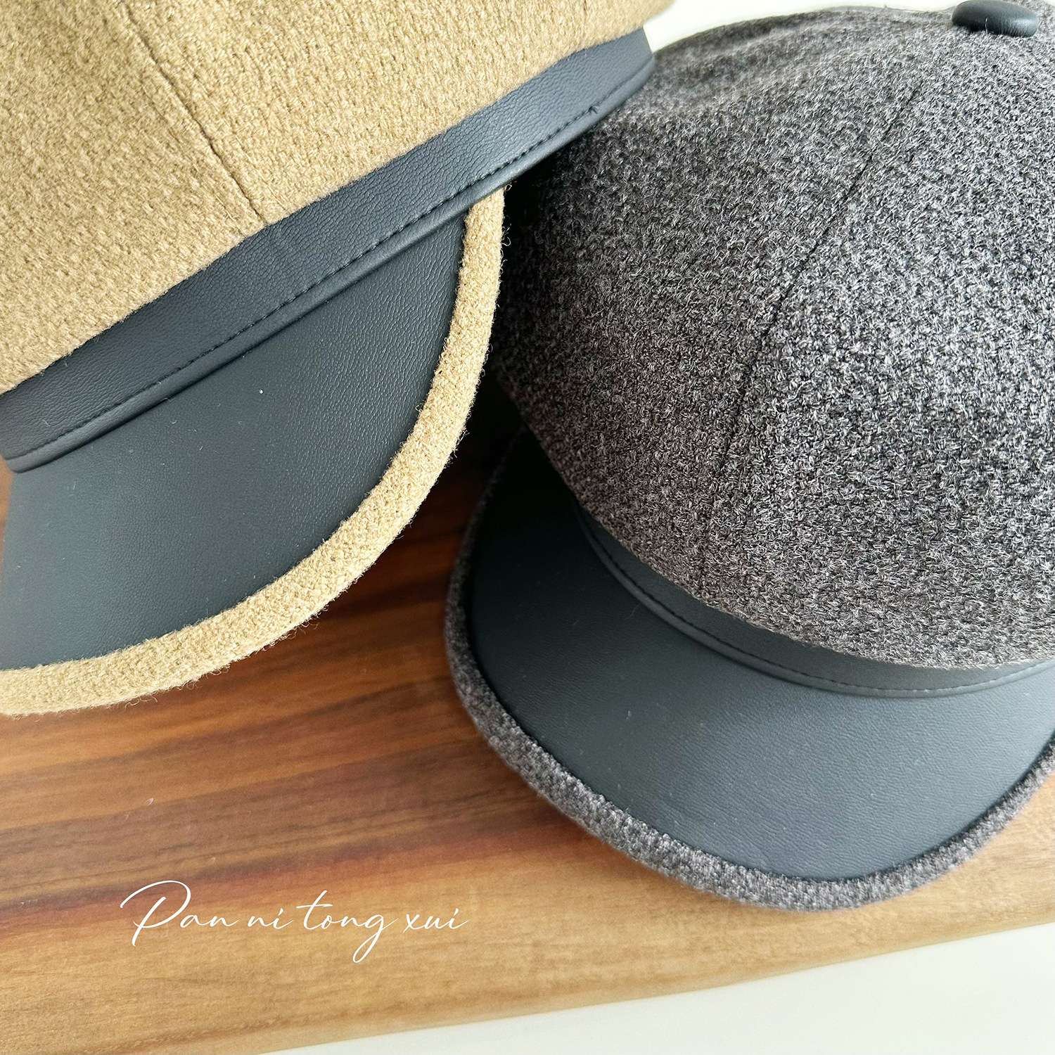 Chapeau octogonal unisexe en cuir PU épissé en laine pour femme, couleur unie, automne-hiver, vintage, chapeau d'artiste, chapeau chaud d'hiver_voghion.com
